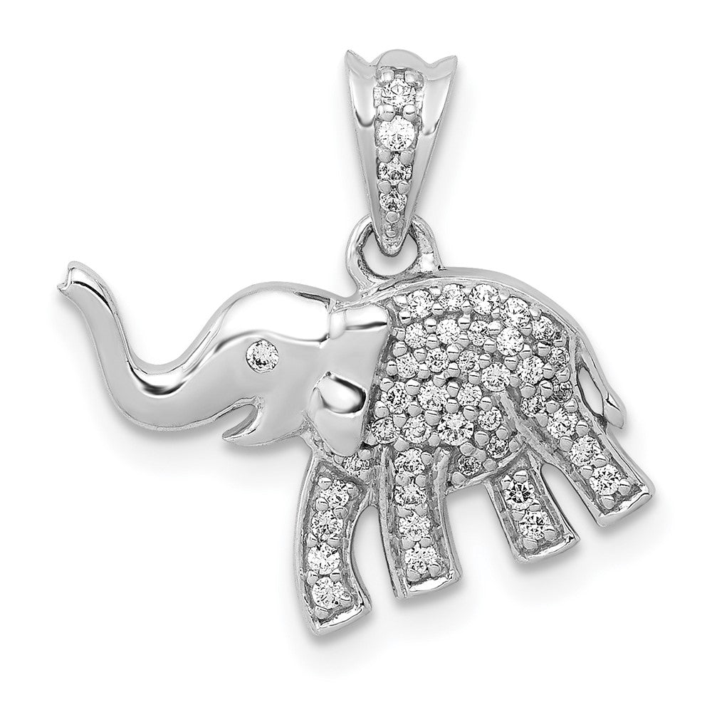 14k White Gold 1/6 carat Diamond Elephant Pendant, 0.173 ct, 11 x 18.25 mm