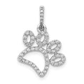 14k White Gold 1/4 carat Diamond Paw Print Pendant, 0.268 ct, 21.5 x 14 mm