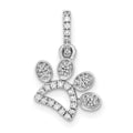 14k White Gold 1/10 carat Diamond Paw Print Pendant, 0.112 ct