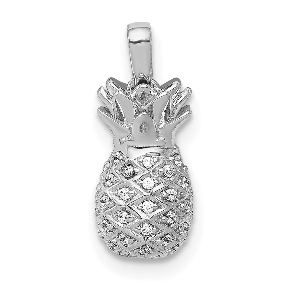 14k White Gold 1/6 carat Diamond Pineapple Pendant, 0.162 ct
