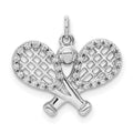 14k White Gold Diamond Racquets and Ball Pendant, 0.096 ct, 12 x 16 mm