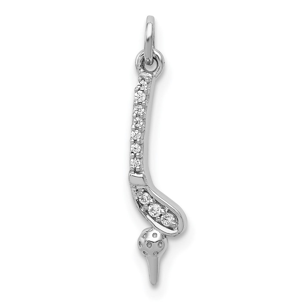 14k White Gold Diamond Golf Club and Ball Pendant, 0.038 ct, 18 x 5 mm