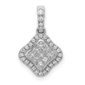 14k White Gold 1/4 carat Diamond Cluster Pendant, 0.253 ct