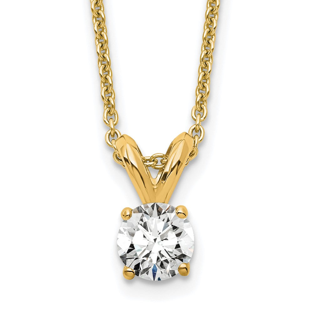 14k 1/4 carat Lab Grown Diamond VS+ F+ Round Complete Four Prong 18 inch Solitaire Pendant Necklace, 0.25 ct, 18 x 4.8 mm