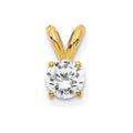 14k 1/4 carat Lab Grown Diamond VS+ F+ Round Complete Four Prong Solitaire Pendant, 0.25 ct, 9.75 x 4.8 mm