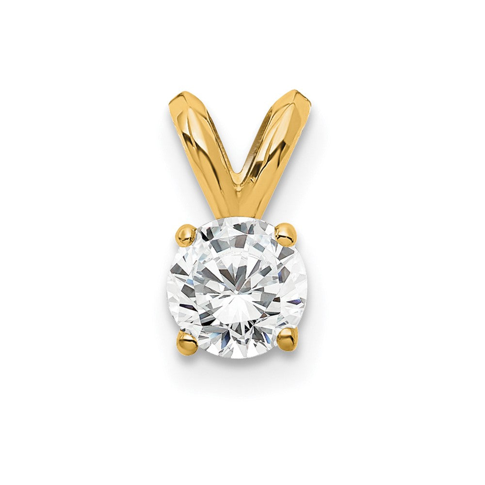 14k 1/4 carat Lab Grown Diamond VS+ F+ Round Complete Four Prong Solitaire Pendant, 0.25 ct, 9.75 x 4.8 mm