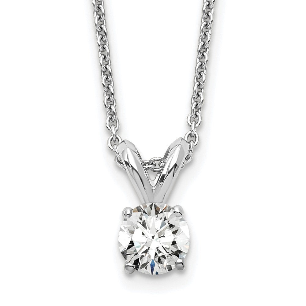 14k White Gold 1/4 carat Lab Grown Diamond VS/SI+ G+ Round Complete Four Prong 18 inch Solitaire Pendant Necklace, 0.25 ct, 18 x 4.8 mm