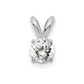 14k White Gold 1/4 carat Lab Grown Diamond VS/SI+ G+ Round Complete Four Prong Solitaire Pendant, 0.25 ct, 9.75 x 4.8 mm