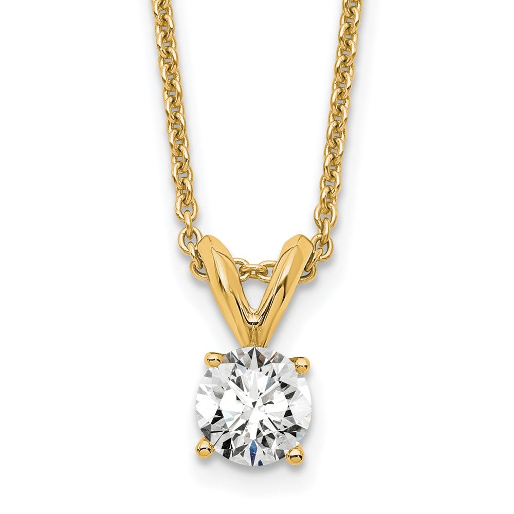 14k 1/3 carat Certified Lab Grown Diamond VS+ F+ Round Complete Four Prong 18 inch Solitaire Pendant Necklace, 0.37 ct, 18 x 5.1 mm