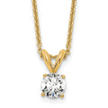 14k 1/3 carat Lab Grown Diamond VS+ F+ Round Complete Four Prong 18 inch Solitaire Pendant Necklace, 0.37 ct, 18 x 5.1 mm