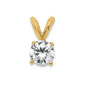 14k 1/3 carat Lab Grown Diamond VS+ F+ Round Complete Four Prong Solitaire Pendant, 0.37 ct, 10 x 5.1 mm