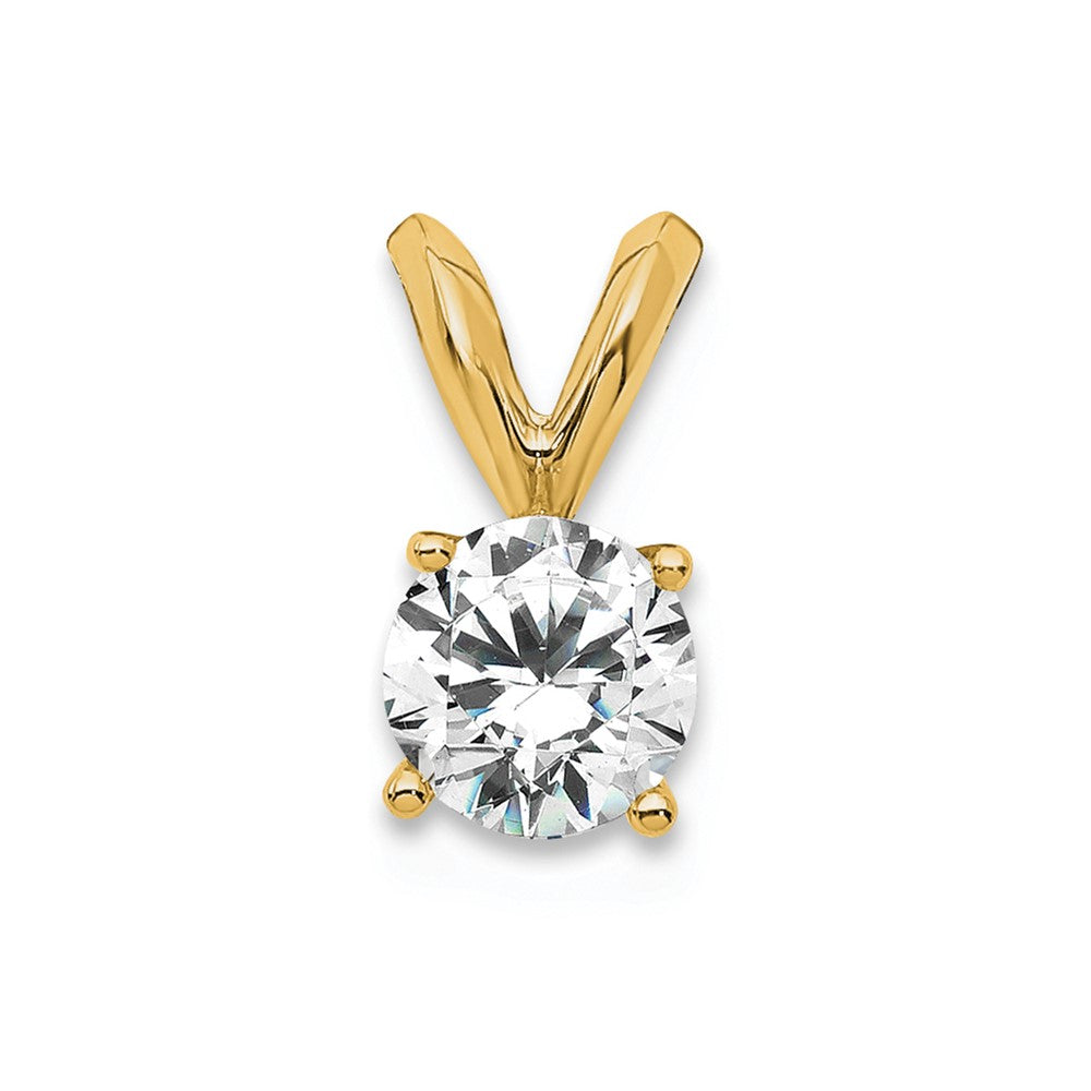 14k 1/3 carat Lab Grown Diamond VS+ F+ Round Complete Four Prong Solitaire Pendant, 0.37 ct, 10 x 5.1 mm