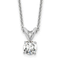 14k White Gold 1/3 carat Lab Grown Diamond VS+ F+ Round Complete Four Prong 18 inch Solitaire Pendant Necklace, 0.37 ct, 18 x 5.1 mm