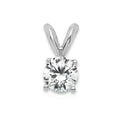 14k White Gold 1/3 carat Lab Grown Diamond VS/SI+ G+ Round Complete Four Prong Solitaire Pendant, 0.37 ct, 10 x 5.1 mm