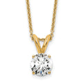 14k 1/2 carat Lab Grown Diamond VS/SI+ G+ Round Complete Four Prong 18 inch Solitaire Pendant Necklace, 0.5 ct, 18 x 6.05 mm