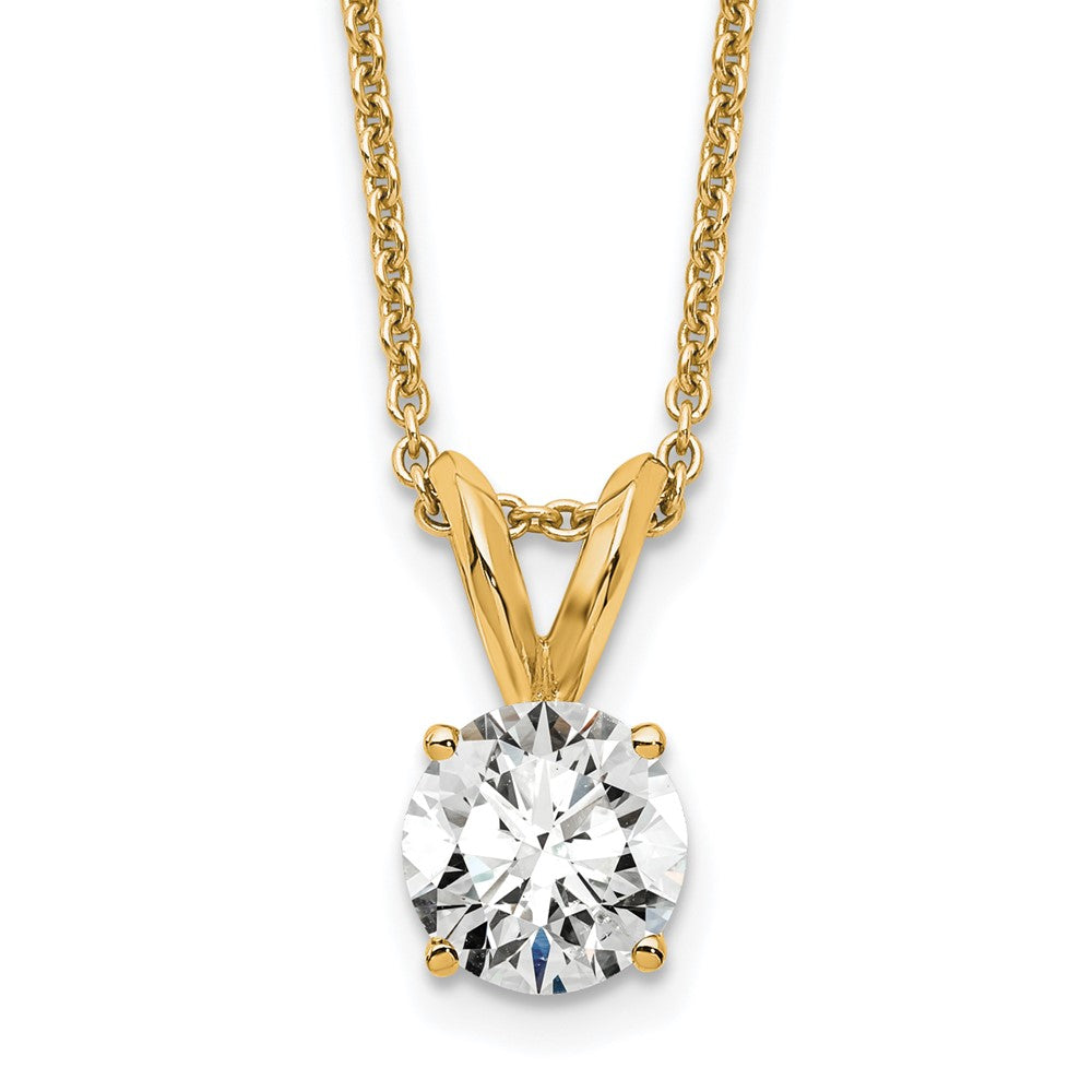 14k 1/2 carat Lab Grown Diamond VS/SI+ G+ Round Complete Four Prong 18 inch Solitaire Pendant Necklace, 0.5 ct, 18 x 6.05 mm