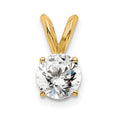 14k 1/2 carat Lab Grown Diamond VS+ F+ Round Complete Four Prong Solitaire Pendant, 0.5 ct, 12.45 x 6.05 mm