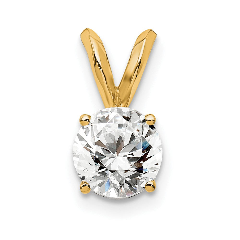 14k 1/2 carat Lab Grown Diamond VS+ F+ Round Complete Four Prong Solitaire Pendant, 0.5 ct, 12.45 x 6.05 mm