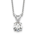 14k White Gold 1/2 carat Lab Grown Diamond VS/SI+ G+ Round Complete Four Prong 18 inch Solitaire Pendant Necklace, 0.5 ct, 18 x 6.05 mm