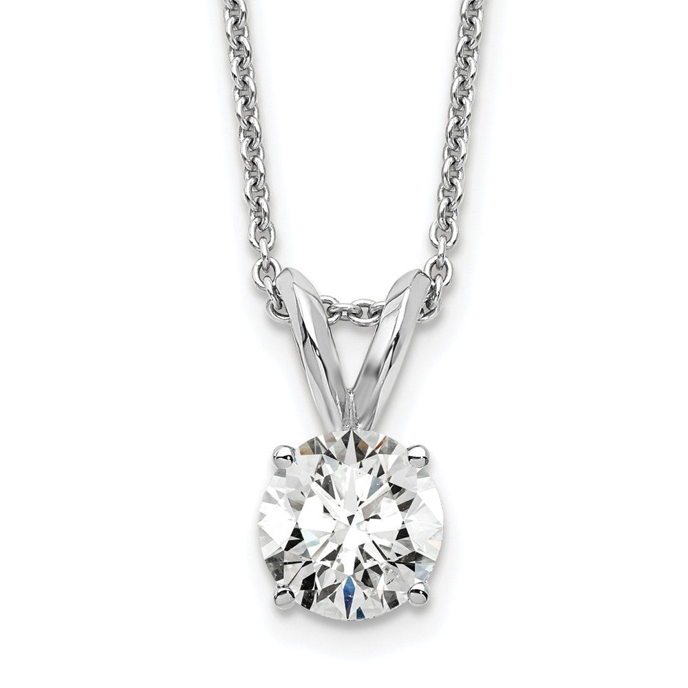14k White Gold 1/2 carat Lab Grown Diamond VS/SI+ G+ Round Complete Four Prong 18 inch Solitaire Pendant Necklace, 0.5 ct, 18 x 6.05 mm