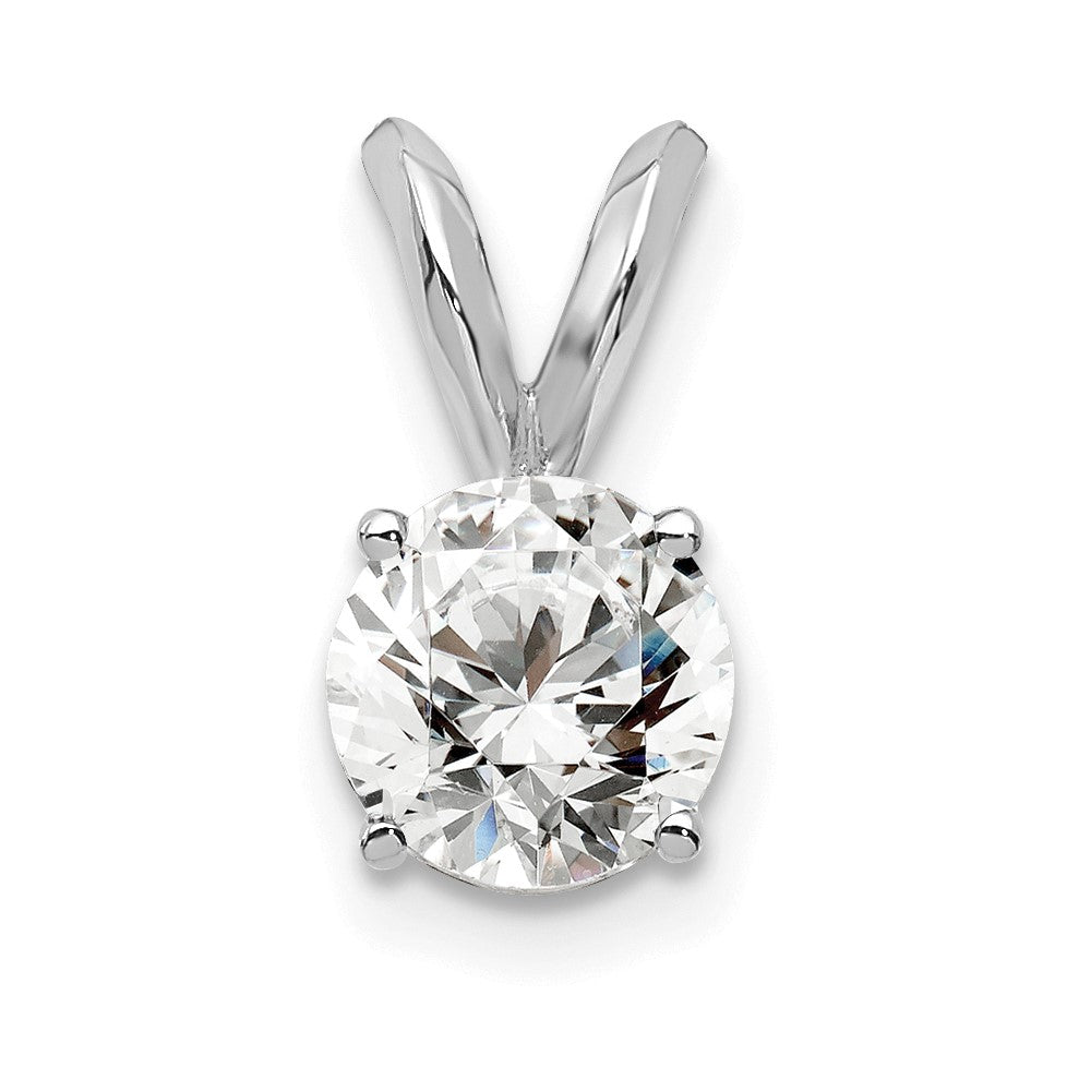 14k White Gold 1/2 carat Lab Grown Diamond VS+ F+ Round Complete Four Prong Solitaire Pendant, 0.5 ct, 12.45 x 6.05 mm