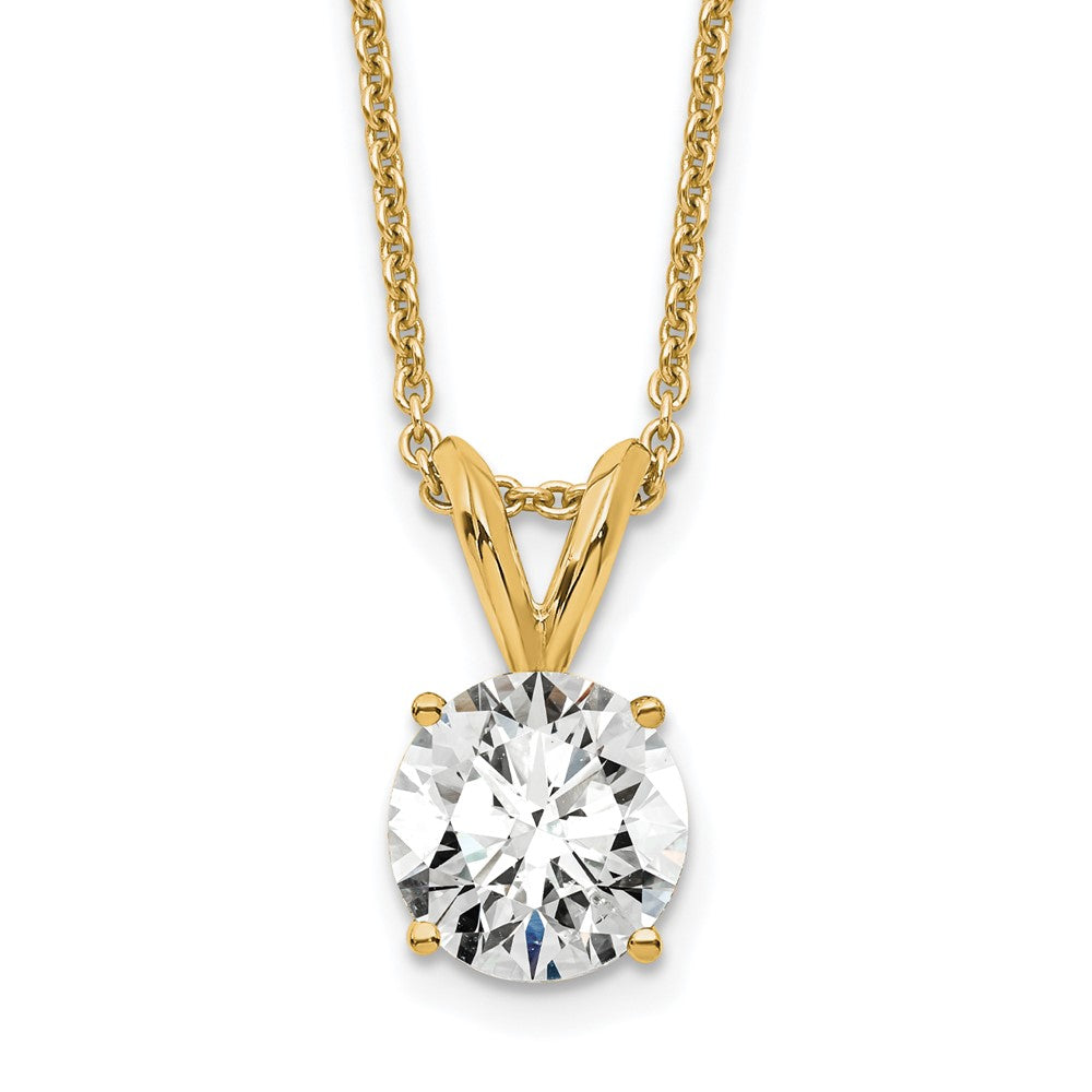 14k 3/4 carat Lab Grown Diamond VS/SI+ G+ Round Complete Four Prong 18 inch Solitaire Pendant Necklace, 0.75 ct, 18 x 7.3 mm
