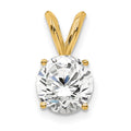 14k 3/4 carat Lab Grown Diamond VS+ F+ Round Complete Four Prong Solitaire Pendant, 0.75 ct, 13.5 x 7.3 mm
