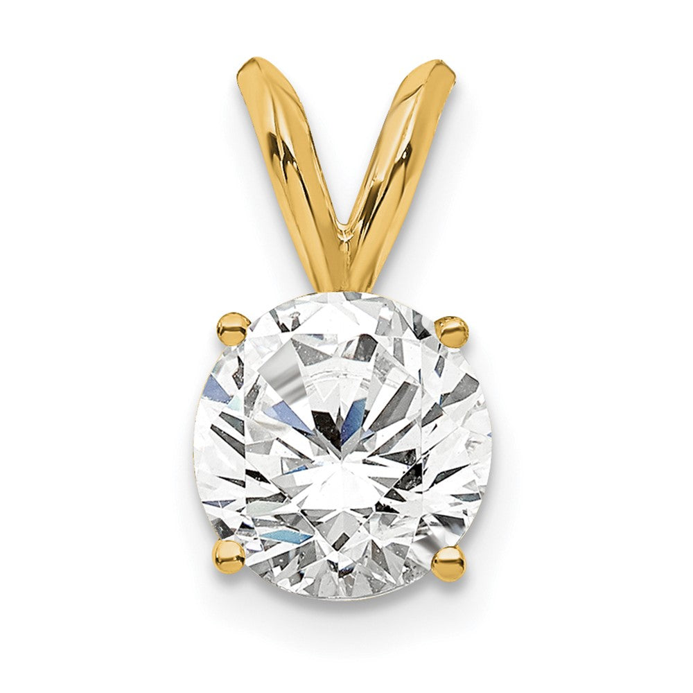 14k 3/4 carat Lab Grown Diamond VS+ F+ Round Complete Four Prong Solitaire Pendant, 0.75 ct, 13.5 x 7.3 mm