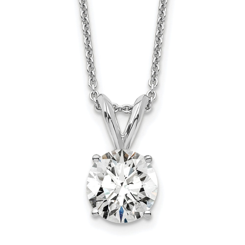 14k White Gold 3/4 carat Certified Lab Grown Diamond VS/SI+ G+ Round Complete Four Prong 18 inch Solitaire Pendant Necklace, 0.75 ct, 18 x 7.3 mm