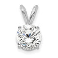 14k White Gold 3/4 carat Lab Grown Diamond VS+ F+ Round Complete Four Prong Solitaire Pendant, 0.75 ct, 13.5 x 7.3 mm