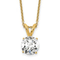14k 1 carat Lab Grown Diamond VS/SI+ G+ Round Complete Four Prong 18 inch Solitaire Pendant Necklace, 18 x 7.85 mm