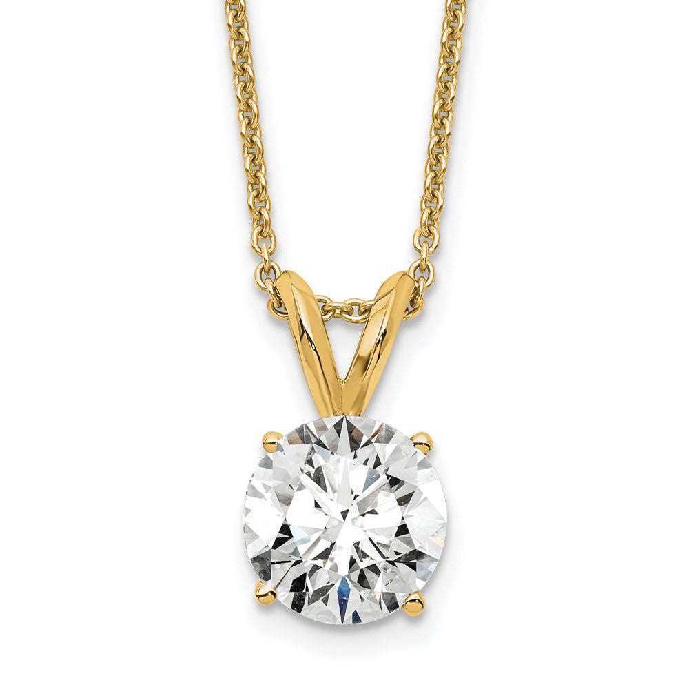 14k 1 carat Certified Lab Grown Diamond VS/SI+ G+ Round Complete Four Prong 18 inch Solitaire Pendant Necklace, 18 x 7.85 mm