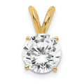 14k 1 carat Lab Grown Diamond VS+ F+ Round Complete Four Prong Solitaire Pendant, 13.85 x 7.85 mm