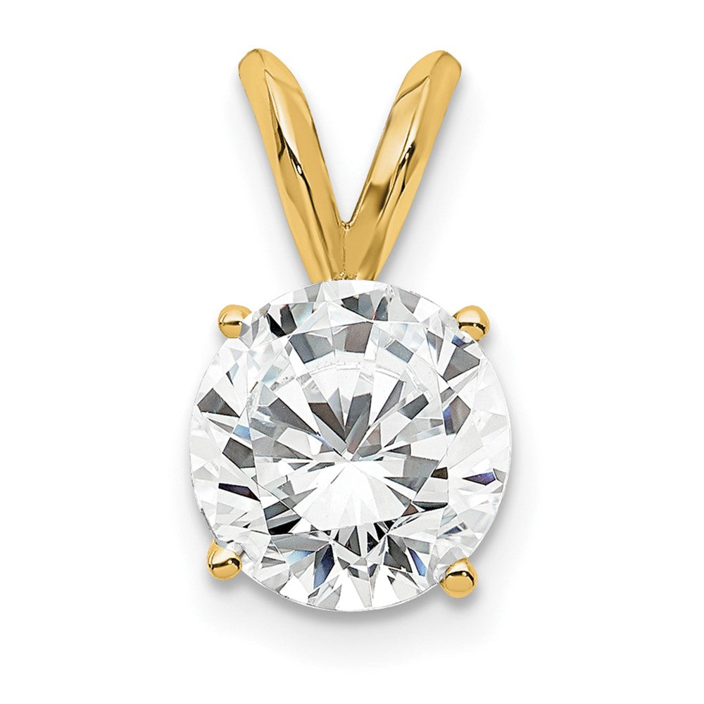 14k 1 carat Lab Grown Diamond VS+ F+ Round Complete Four Prong Solitaire Pendant, 13.85 x 7.85 mm