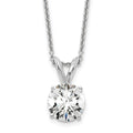 14k White Gold 1 carat Certified Lab Grown Diamond VS/SI+ G+ Round Complete Four Prong 18 inch Solitaire Pendant Necklace, 18 x 7.85 mm