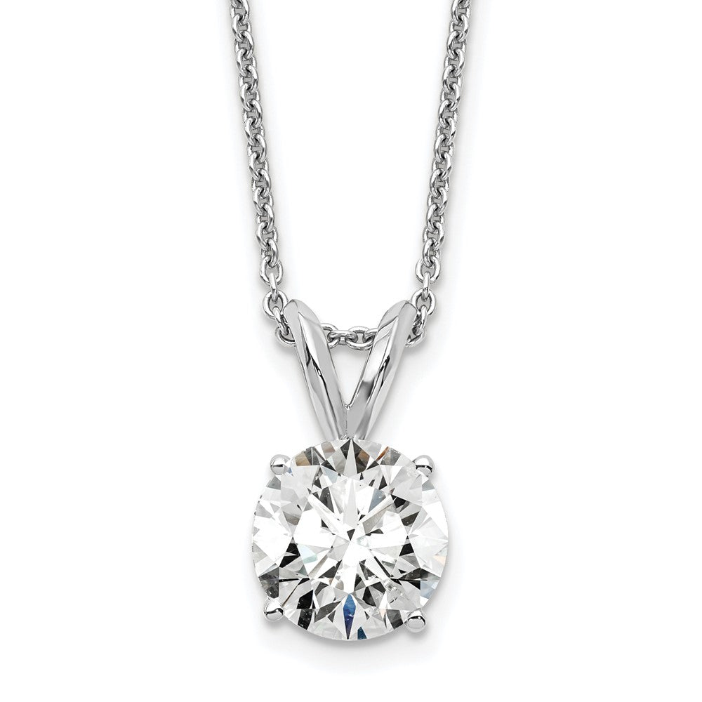 14k White Gold 1 carat Certified Lab Grown Diamond VS/SI+ G+ Round Complete Four Prong 18 inch Solitaire Pendant Necklace, 18 x 7.85 mm