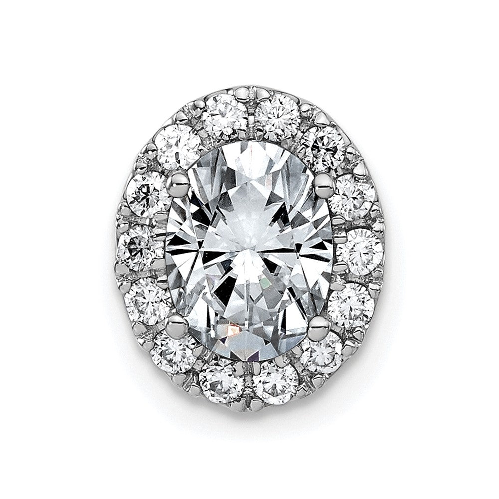 14kw Oval and Round Halo G H I True Light Moissanite Chain Slide, 1.61 ct, 11.9 x 9.9 mm