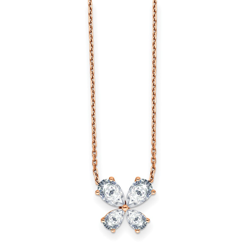 14K Rose Gold Butterfly Pendant G H I True Light Moissanite, 1.18 ct, 18 x 11.5 mm