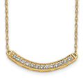 14k Polished 1/6 carat Diamond Curved Bar 18 inch Necklace, 0.156 ct, 18 x 8 mm