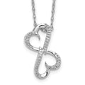 14k White Gold 1/20 carat Diamond Heart Infinity Pendant 18 inch Necklace, 0.05 ct, 18 x 10 mm