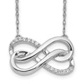 14k White Gold 1/10 carat Diamond Double Infinity Symbol 18 inch Necklace, 0.098 ct, 18 x 20 mm