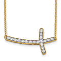 14k 1/5 carat Lab Grown Diamond VS/SI+ G+ Complete 18 inch Sideways Cross Necklace, 0.228 ct, 18 x 22 mm