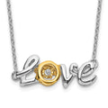 14k Two-tone LOVE Moving .03 carat Diamond 18 inch Necklace, 0.025 ct, 18 x 22 mm