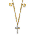 14k Polished 1/20 carat Diamond Cross 18 inch Necklace, 0.052 ct, 18 x 5 mm