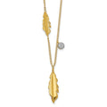 14k Polished .03 carat Diamond and Feathers 18 inch Necklace, 0.029 ct, 18 x 6 mm