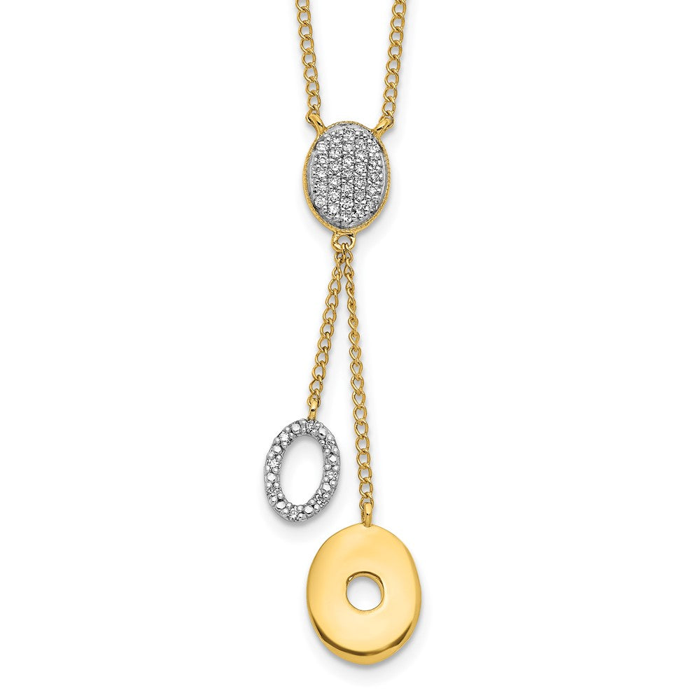 14k Polished 1/10 Diamond Circle Dangles 18 inch Y-Necklace, 0.1 ct, 18 x 8 mm