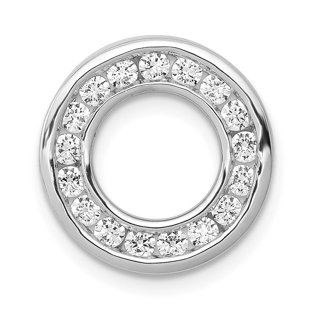 14k White Gold 1/2 carat Diamond Channel Set Circle Chain Slide, 0.51 ct, 13.95 x 13.95 mm