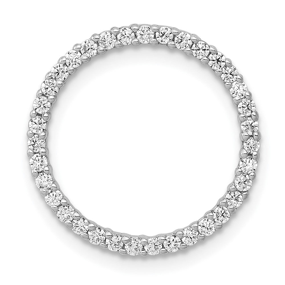 14k White Gold 1/3 carat Diamond Circle Chain Slide, 0.35 ct, 17 x 17 mm