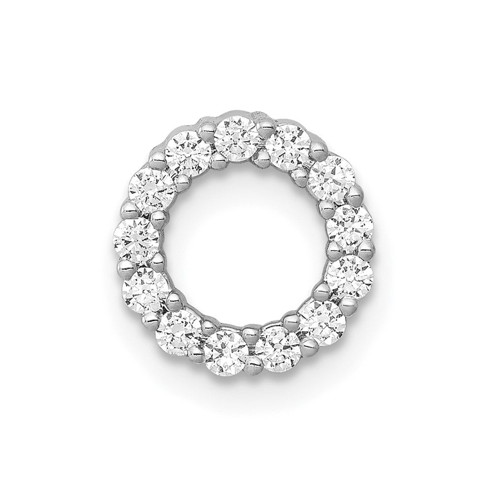 14k White Gold 1/4 carat Diamond Circle Chain Slide, 0.26 ct, 14.8 x 14.8 mm