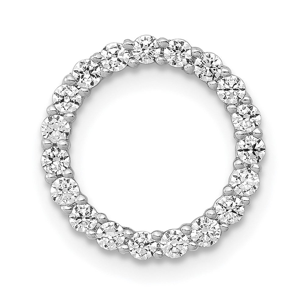 14k White Gold 3/8 carat Diamond Circle Chain Slide, 0.38 ct, 15 x 15 mm